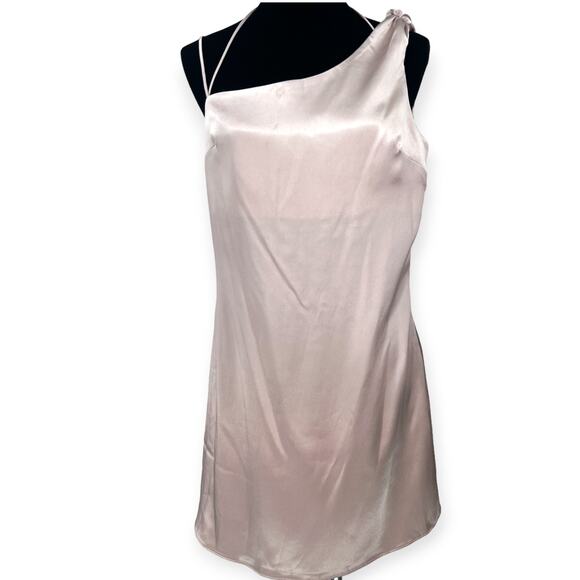 NWT Topshop | 8 | Satin Pink One Shoulder Drape Mini Dress Cocktail Sleevless - Picture 4 of 5